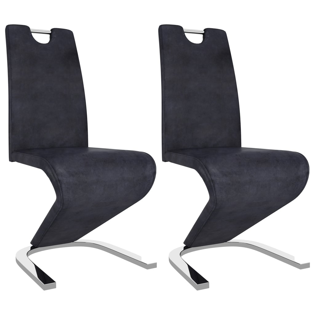 vidaXL Eetkamerstoelen met zigzag-vorm 2 st kunstleer grijs