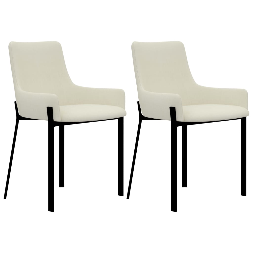 vidaXL Eetkamerstoelen 2 st stof crèmekleurig