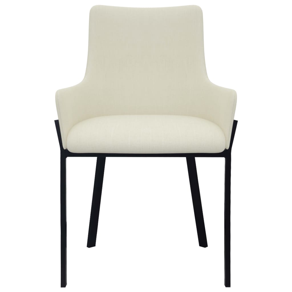 vidaXL Eetkamerstoelen 2 st stof crèmekleurig