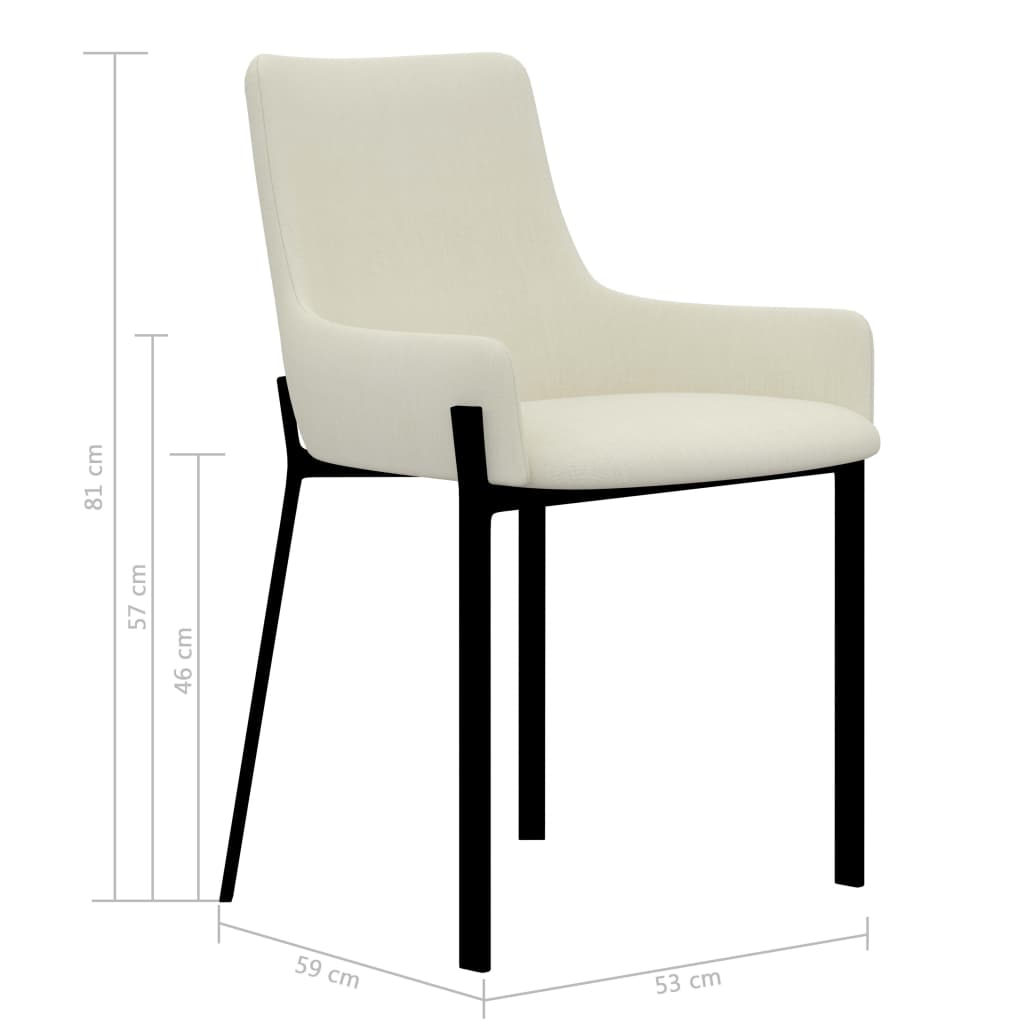 vidaXL Eetkamerstoelen 2 st stof crèmekleurig