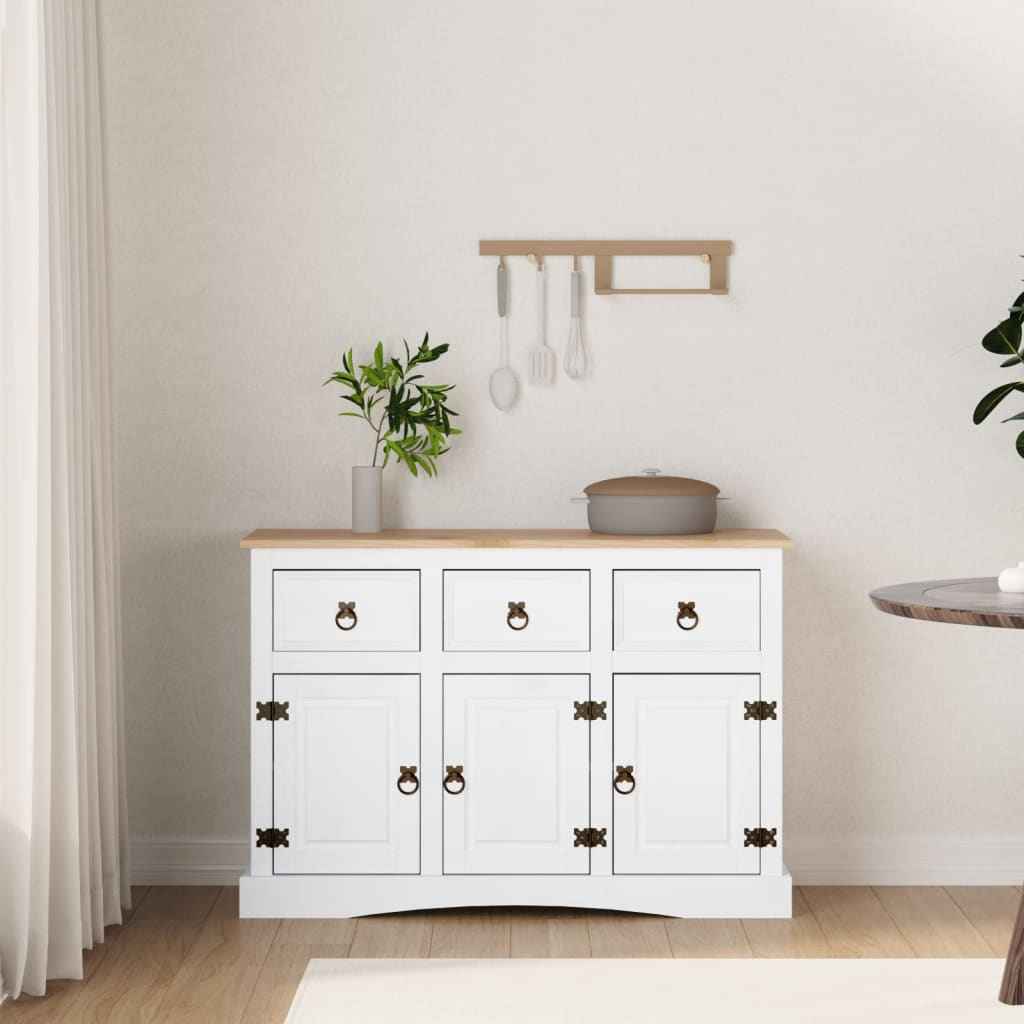 vidaXL Dressoir 132x43x78 cm Mexicaans grenenhout Corona-stijl grijs