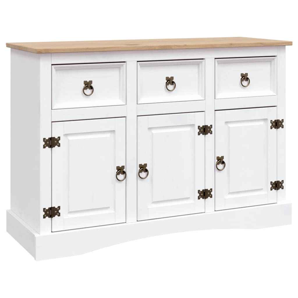 vidaXL Dressoir 132x43x78 cm Mexicaans grenenhout Corona-stijl grijs
