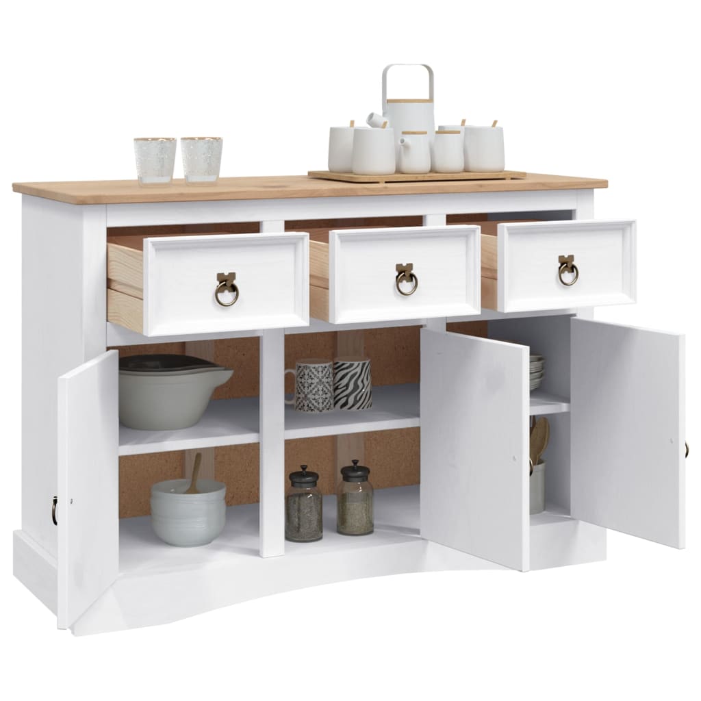 vidaXL Dressoir 132x43x78 cm Mexicaans grenenhout Corona-stijl grijs