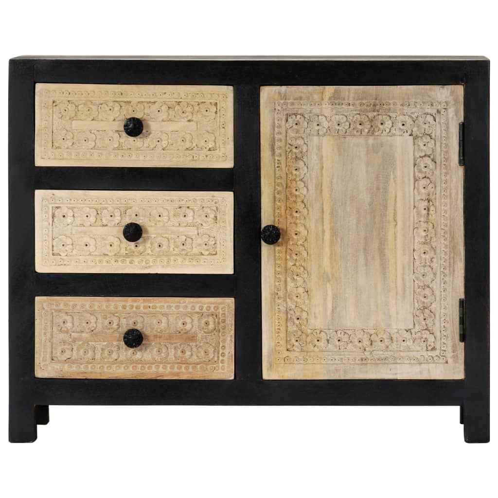 vidaXL Bijzetkast handgesneden 75x35x60 cm massief mangohout grijs