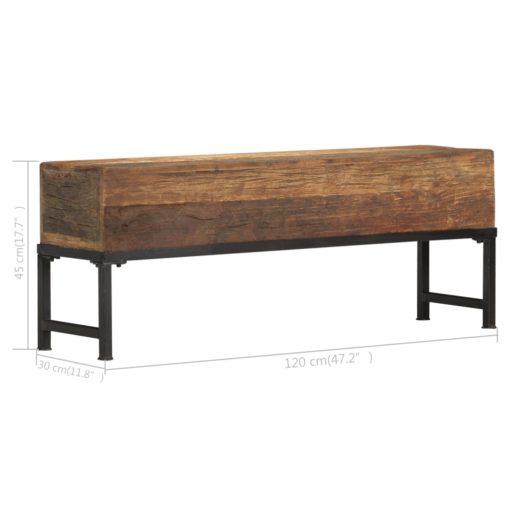 vidaXL Bankje 120 cm massief gerecycled hout