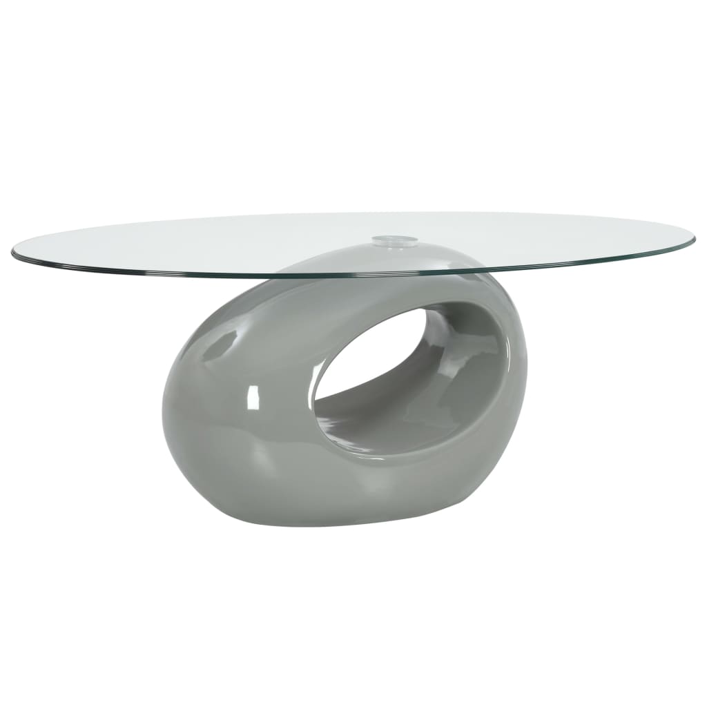 vidaXL Salontafel met ovaal glazen tafelblad hoogglans wit