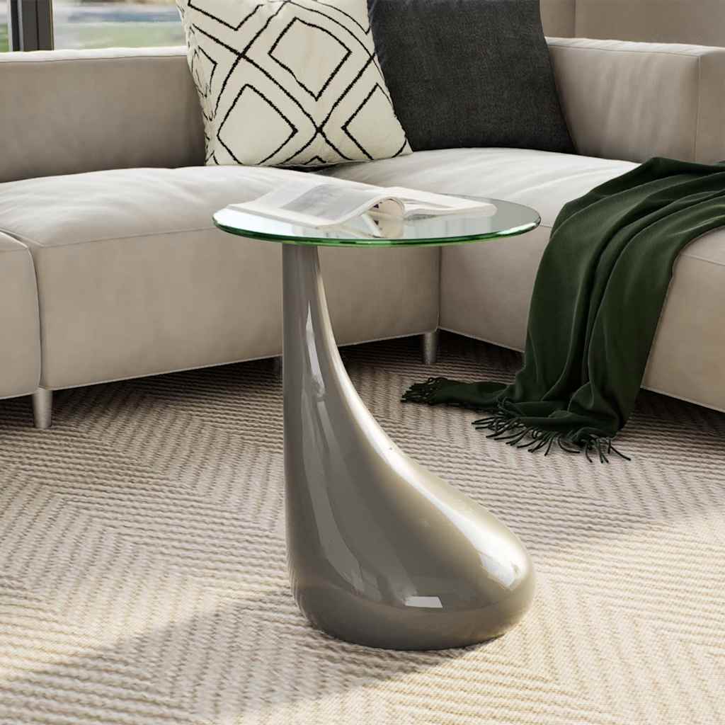 vidaXL Salontafel met rond glazen tafelblad hoogglans wit 2 st