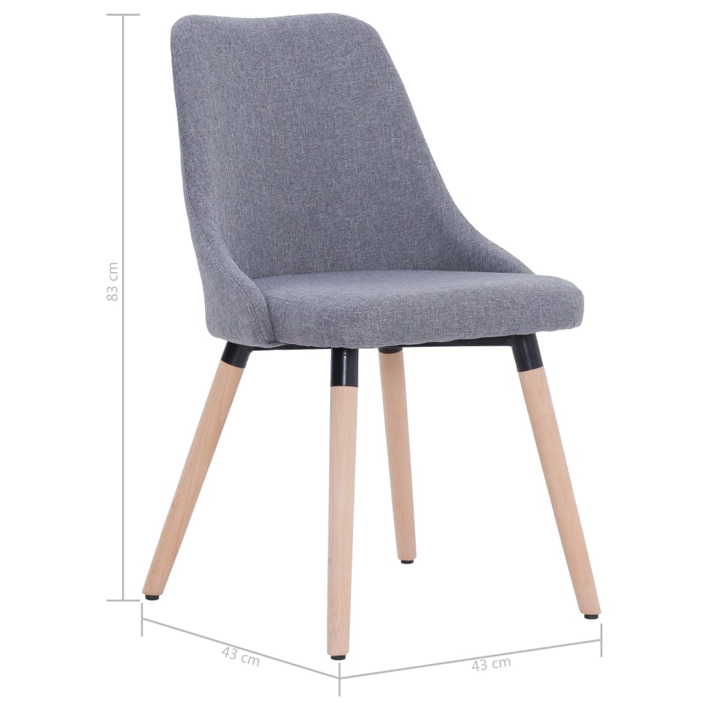 vidaXL Eetkamerstoelen 2 st stof lichtgrijs