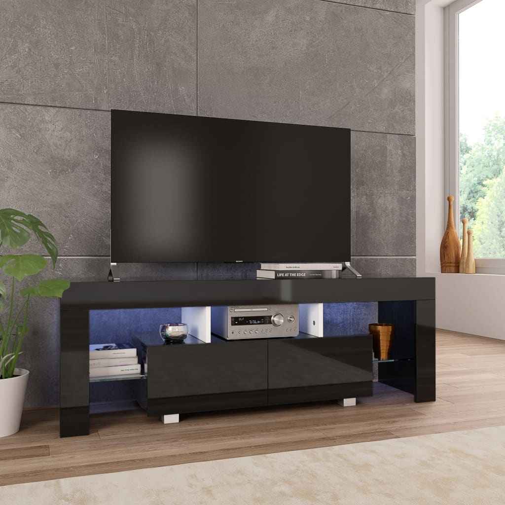 vidaXL Tv-meubel met LED-verlichting 130x35x45 cm hoogglans grijs