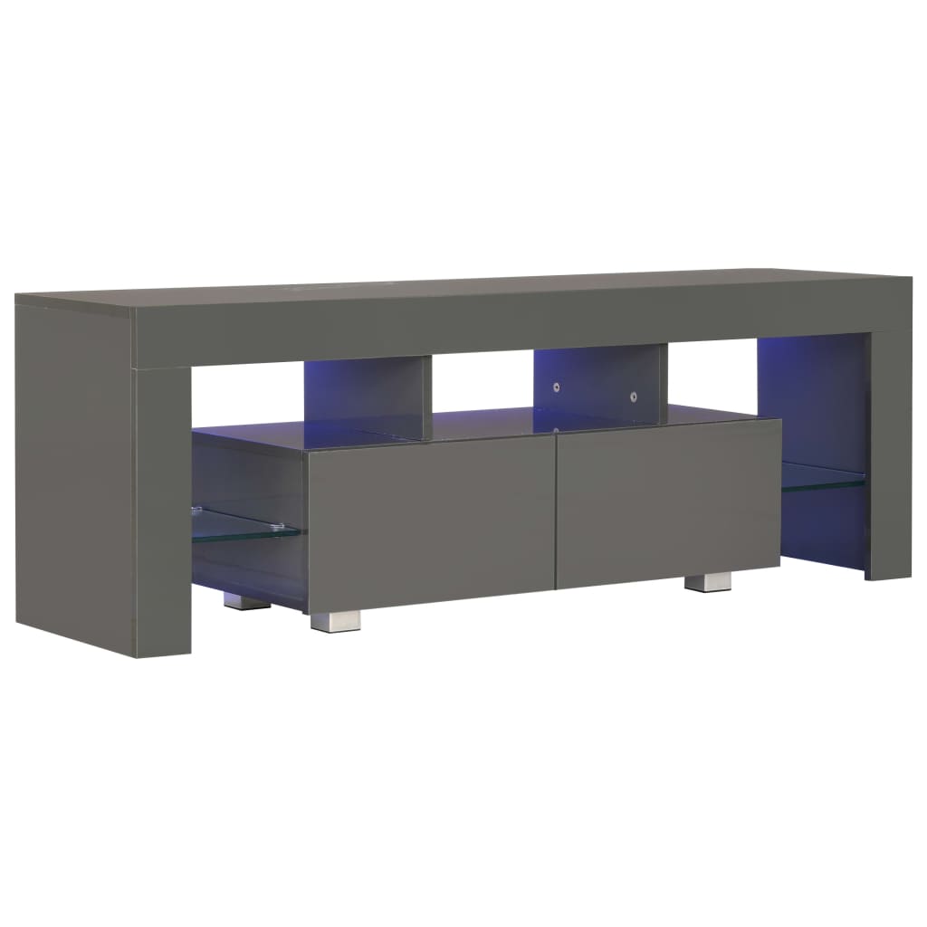 vidaXL Tv-meubel met LED-verlichting 130x35x45 cm hoogglans grijs