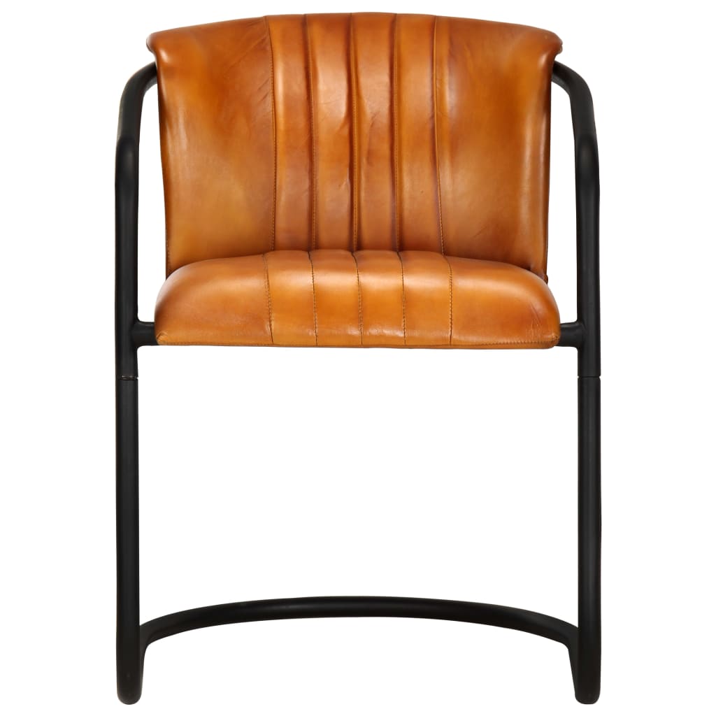 vidaXL Eetkamerstoelen 2 st echt leer bruin tan