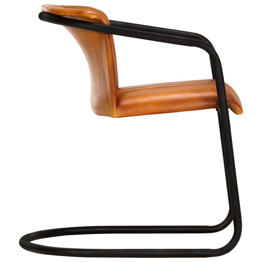 vidaXL Eetkamerstoelen 2 st echt leer bruin tan