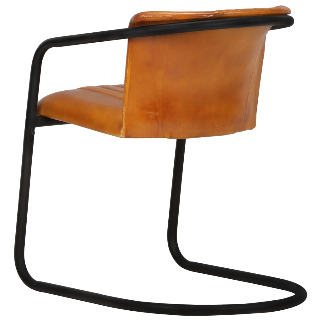 vidaXL Eetkamerstoelen 2 st echt leer bruin tan