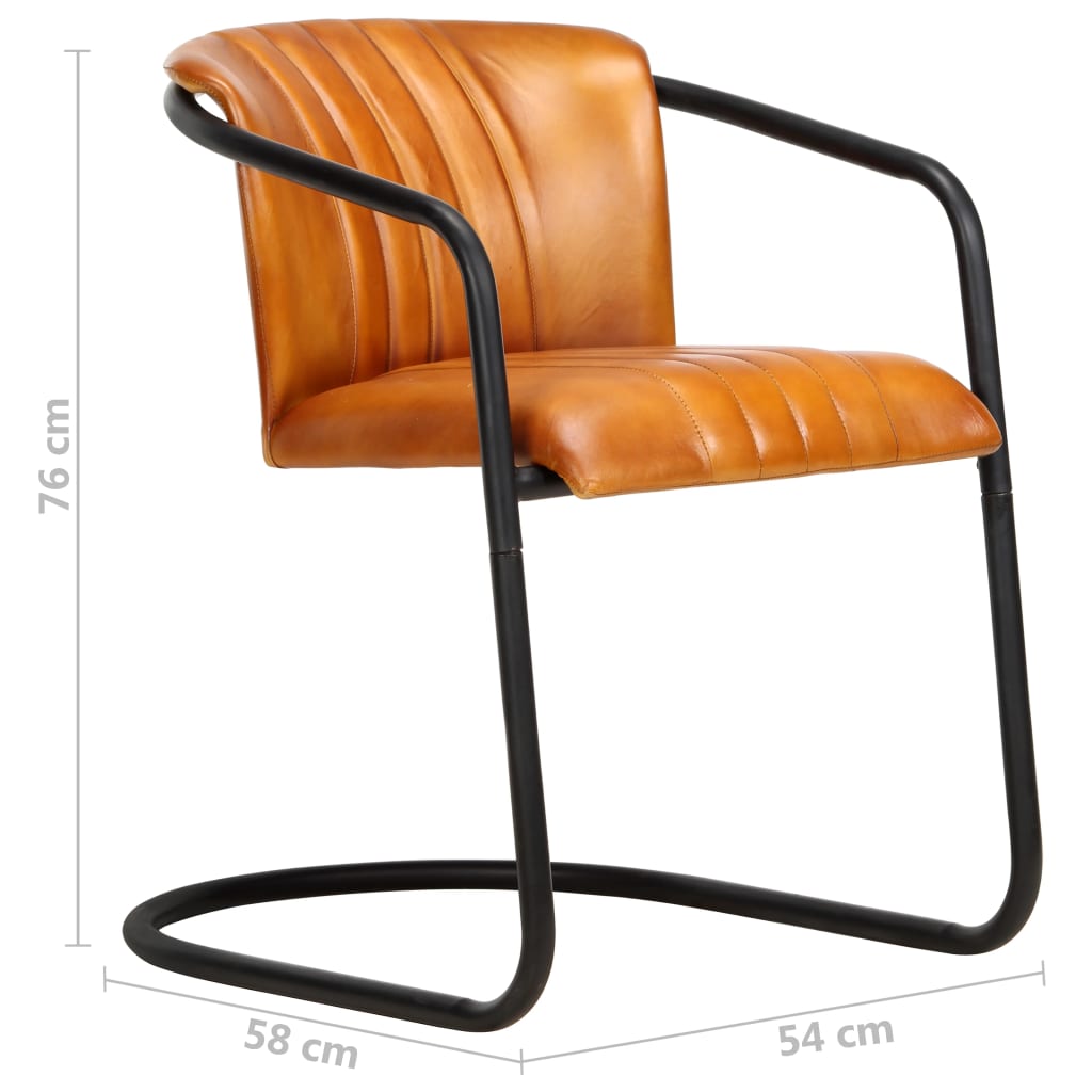 vidaXL Eetkamerstoelen 2 st echt leer bruin tan