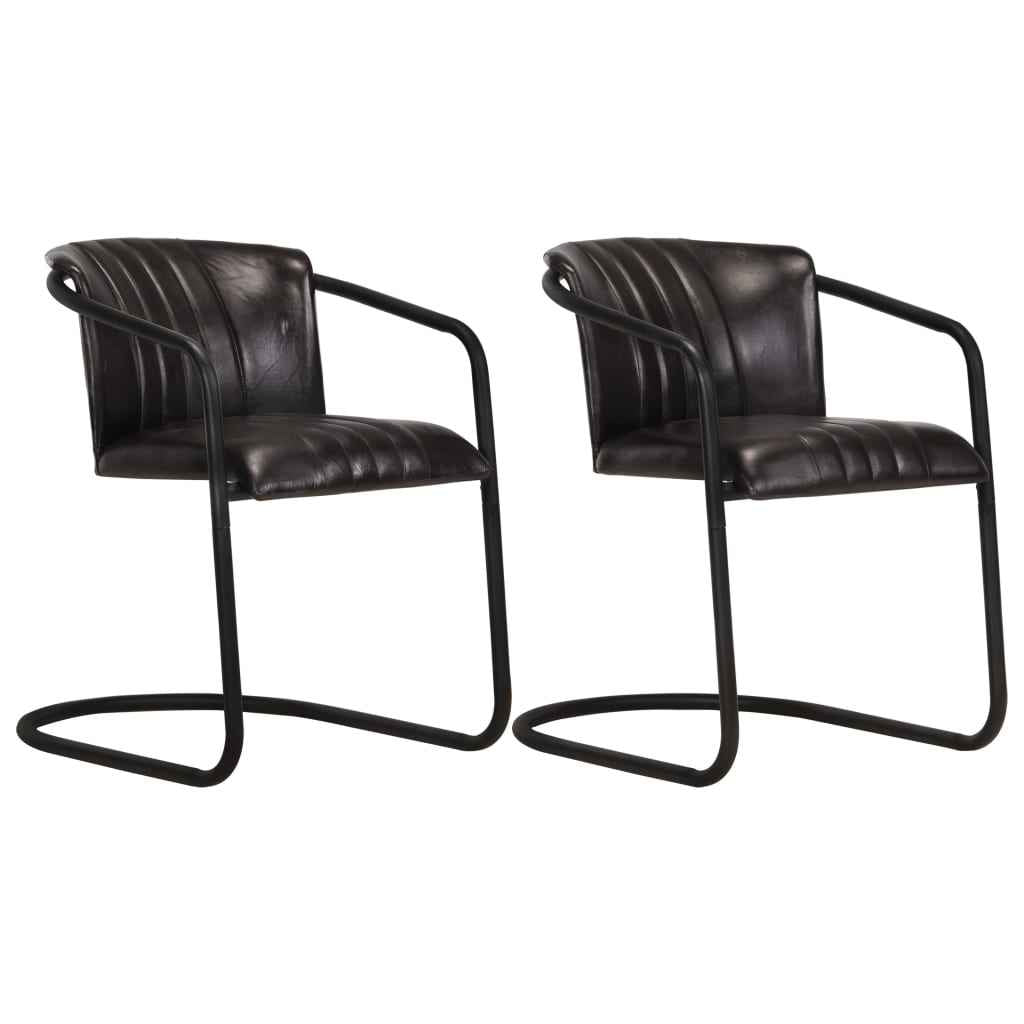 vidaXL Eetkamerstoelen 2 st echt leer bruin tan