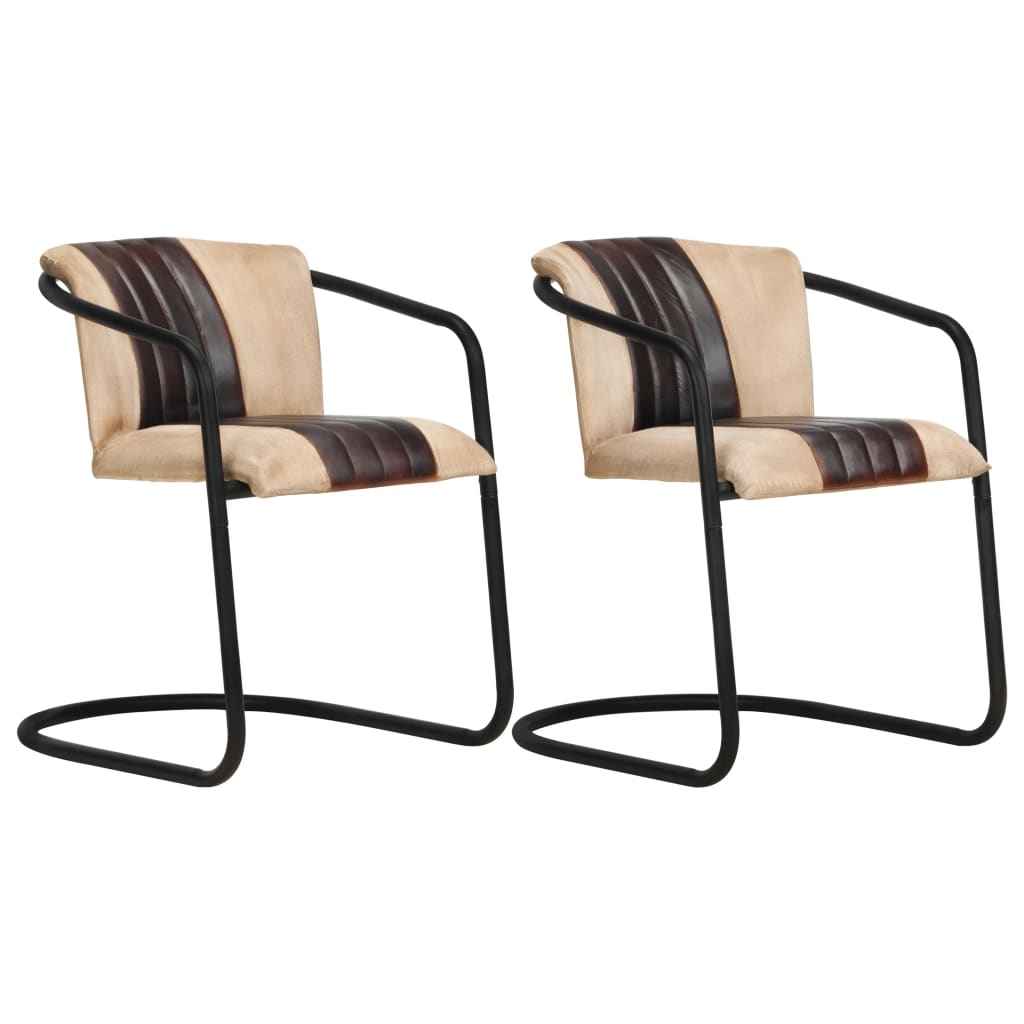 vidaXL Eetkamerstoelen 2 st echt leer bruin tan