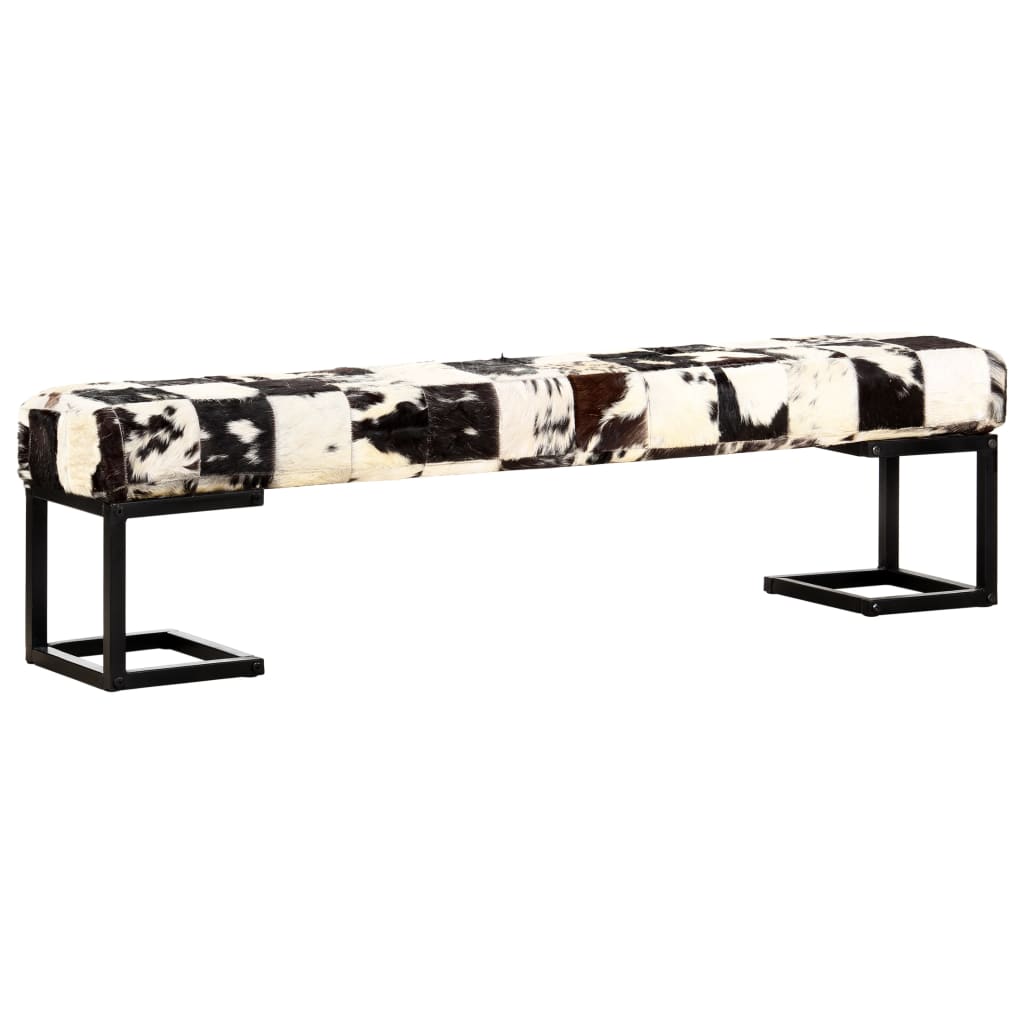 vidaXL Bankje patchwork 160 cm echt geitenleer zwart