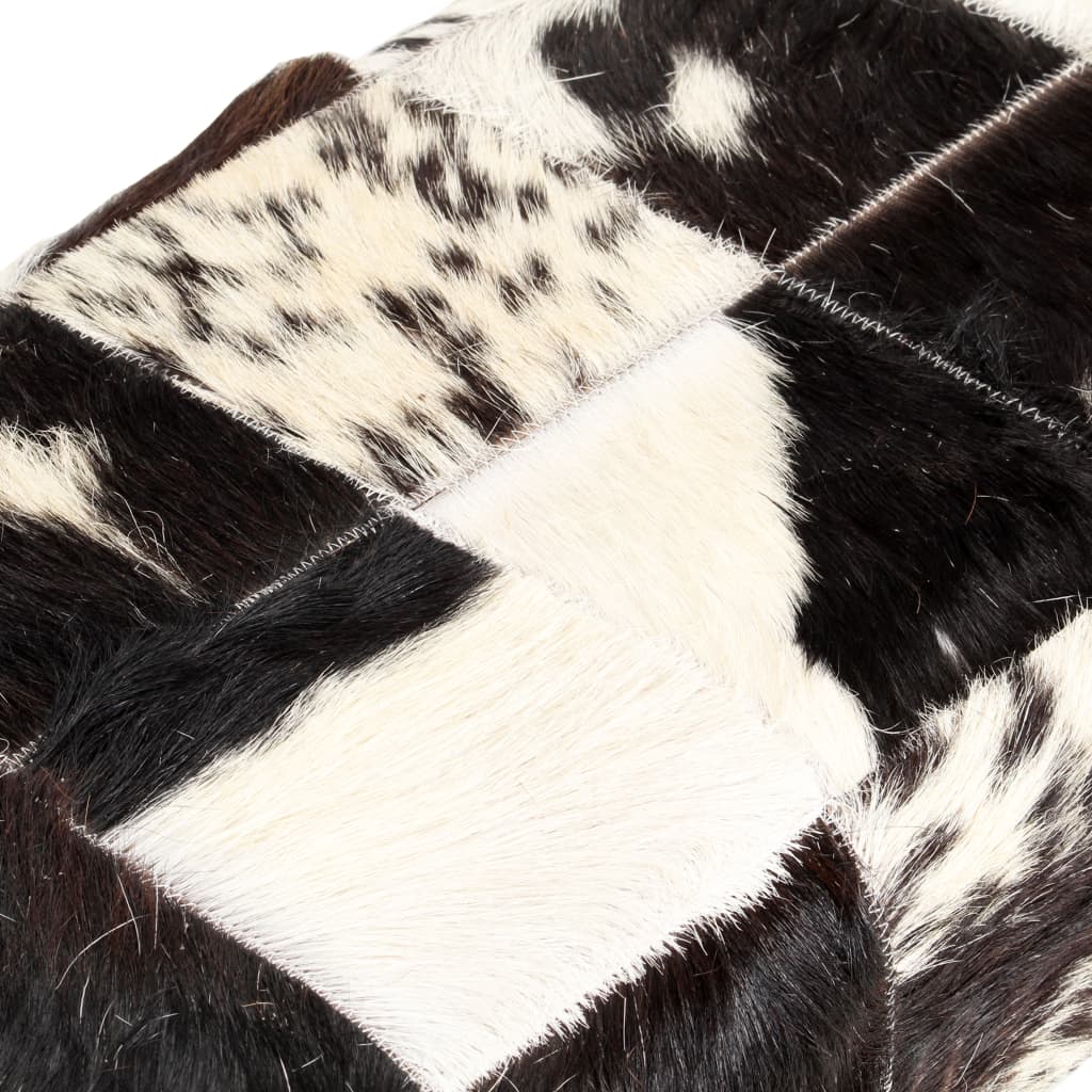 vidaXL Bankje patchwork 160 cm echt geitenleer zwart