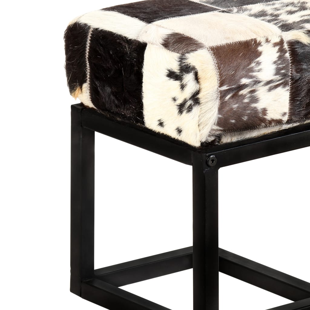 vidaXL Bankje patchwork 160 cm echt geitenleer zwart