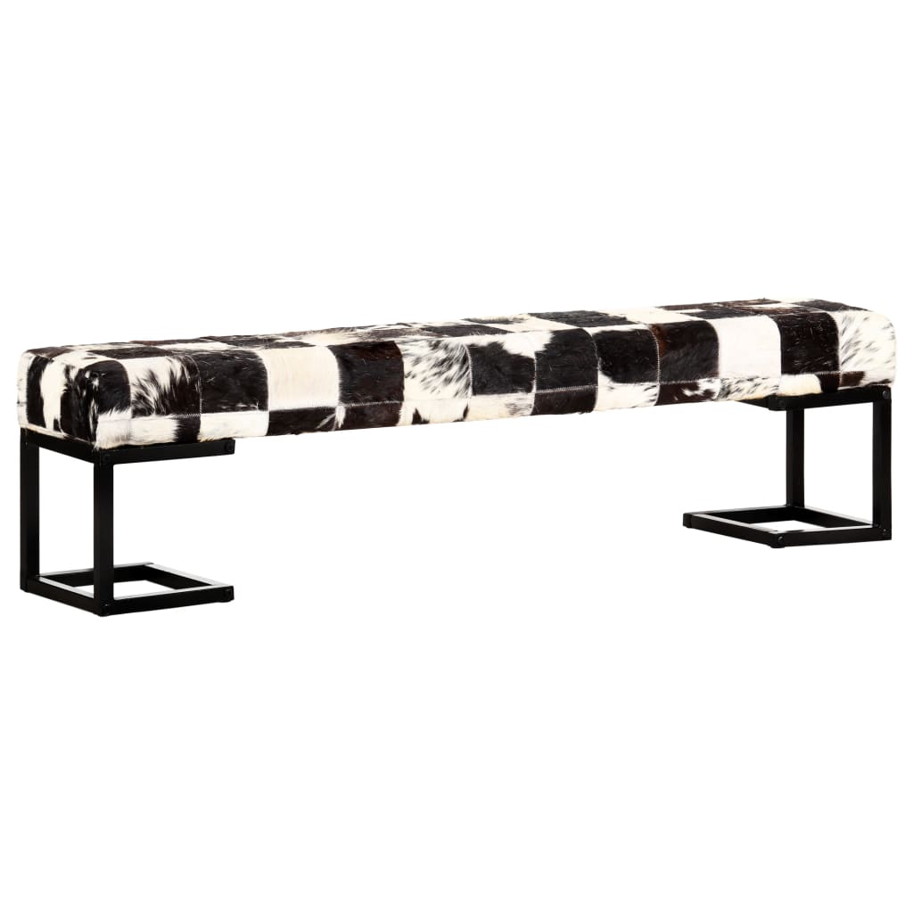vidaXL Bankje patchwork 160 cm echt geitenleer zwart