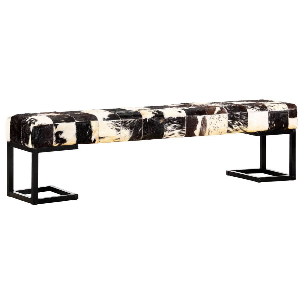 vidaXL Bankje patchwork 160 cm echt geitenleer zwart