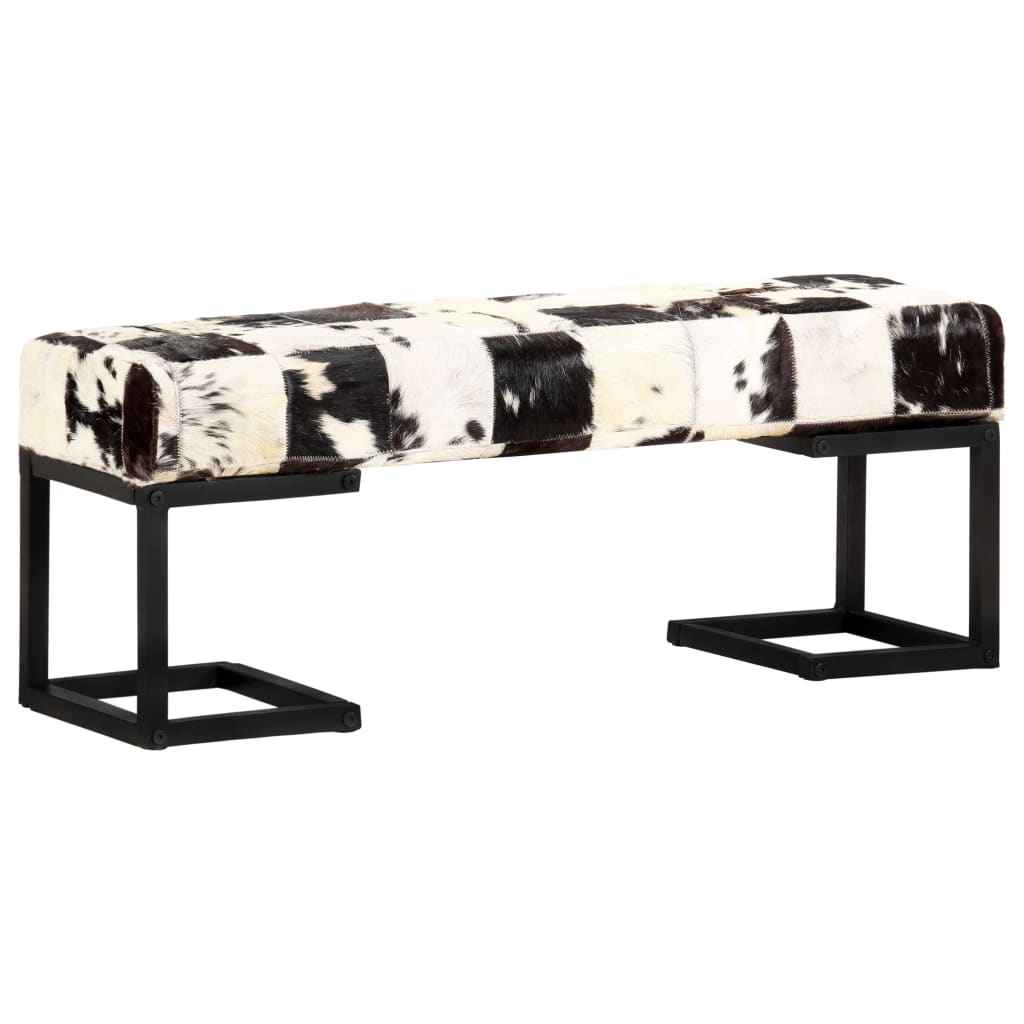 vidaXL Bankje patchwork 160 cm echt geitenleer zwart
