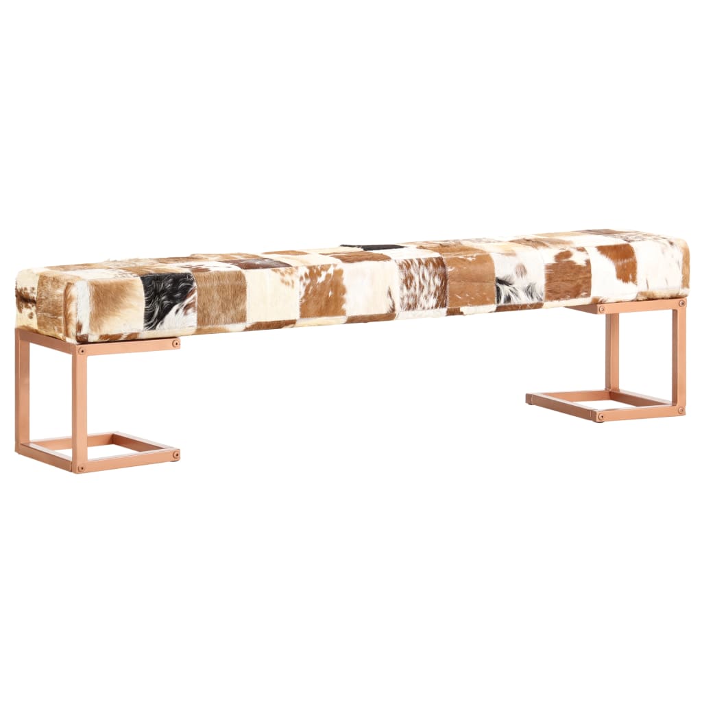 vidaXL Bankje patchwork 160 cm echt geitenleer zwart