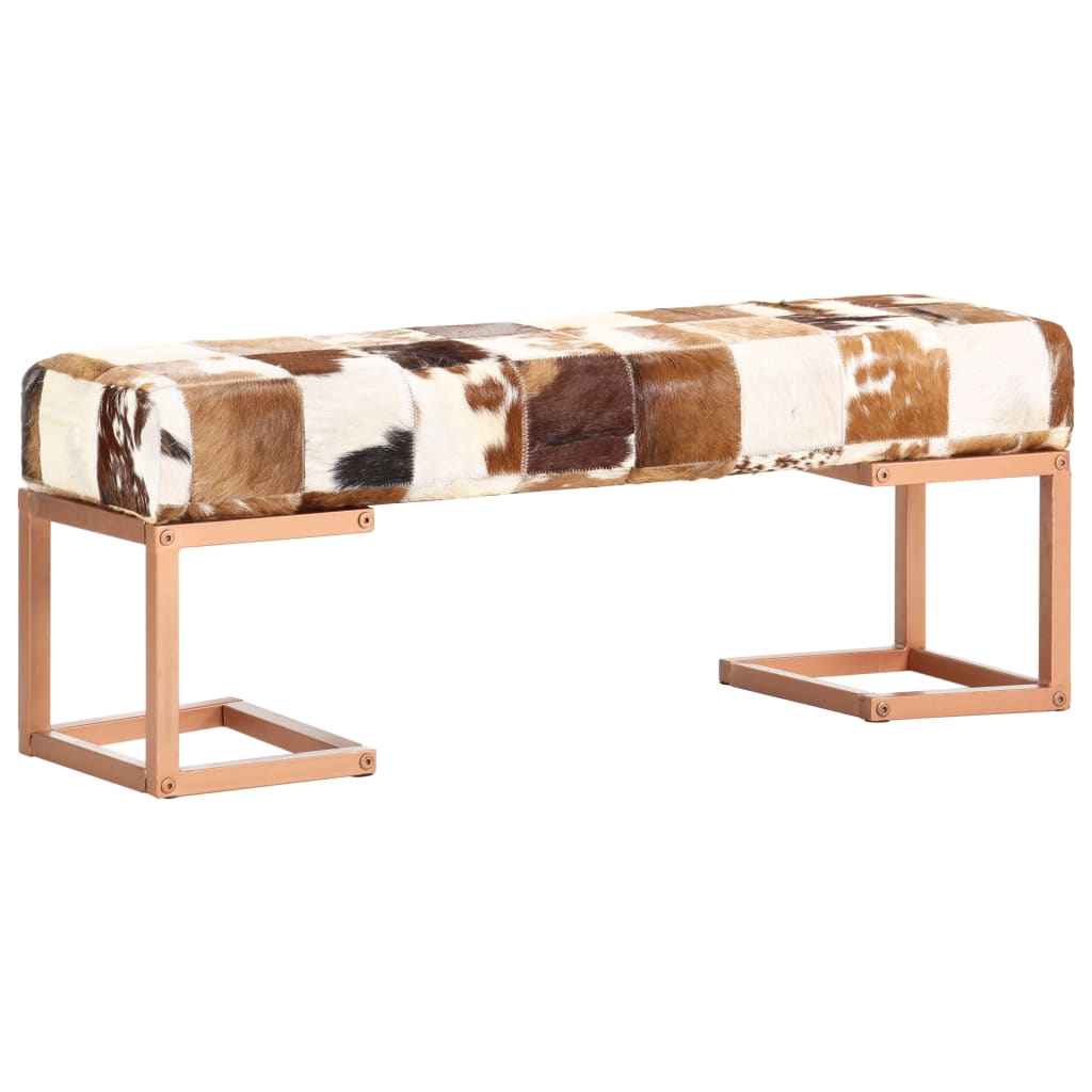 vidaXL Bankje patchwork 160 cm echt geitenleer zwart