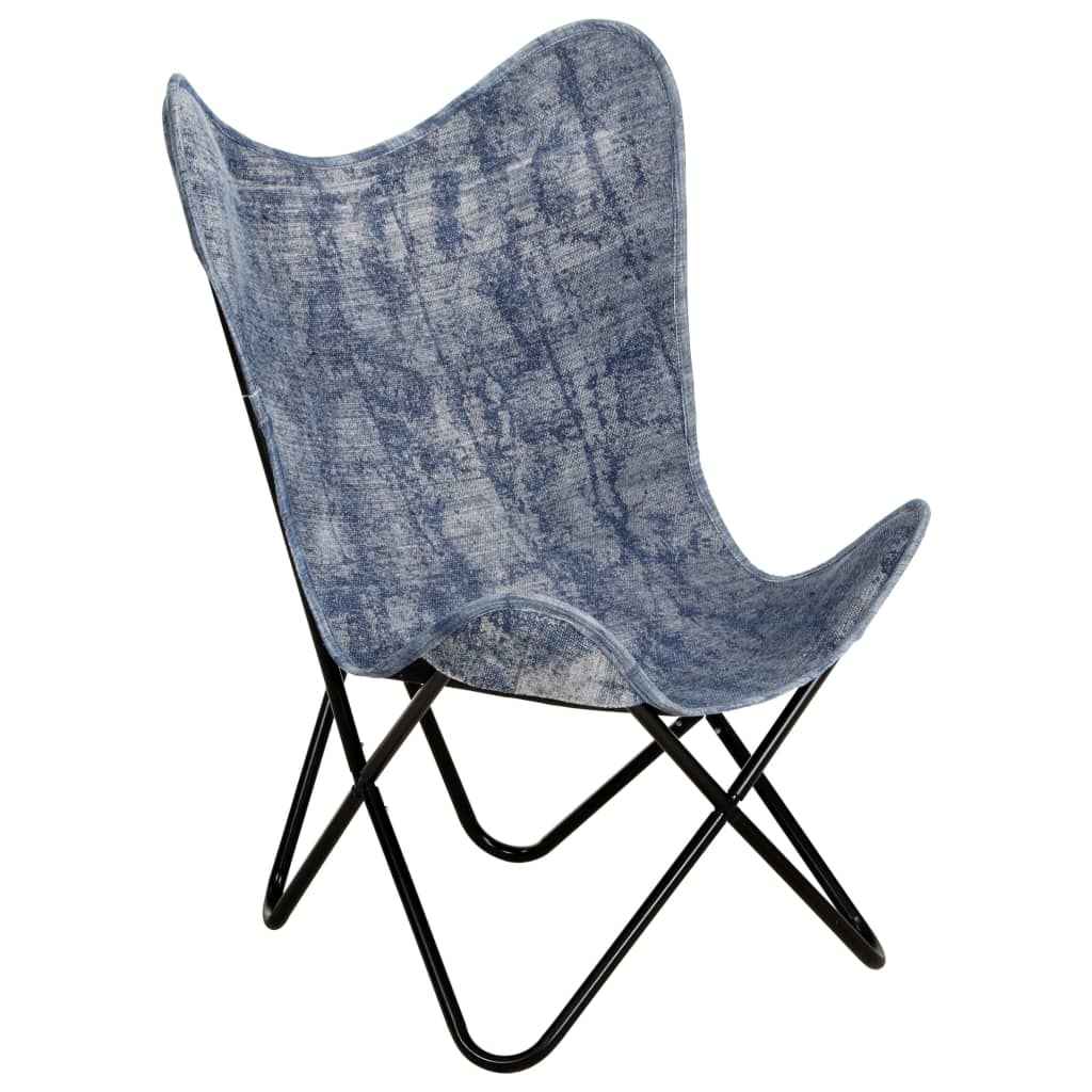 vidaXL Vlinderstoel canvas indigo-blauw