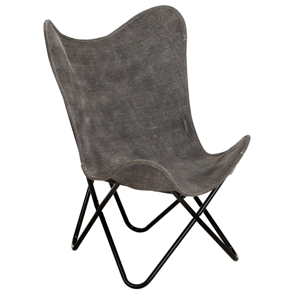 vidaXL Vlinderstoel canvas indigo-blauw