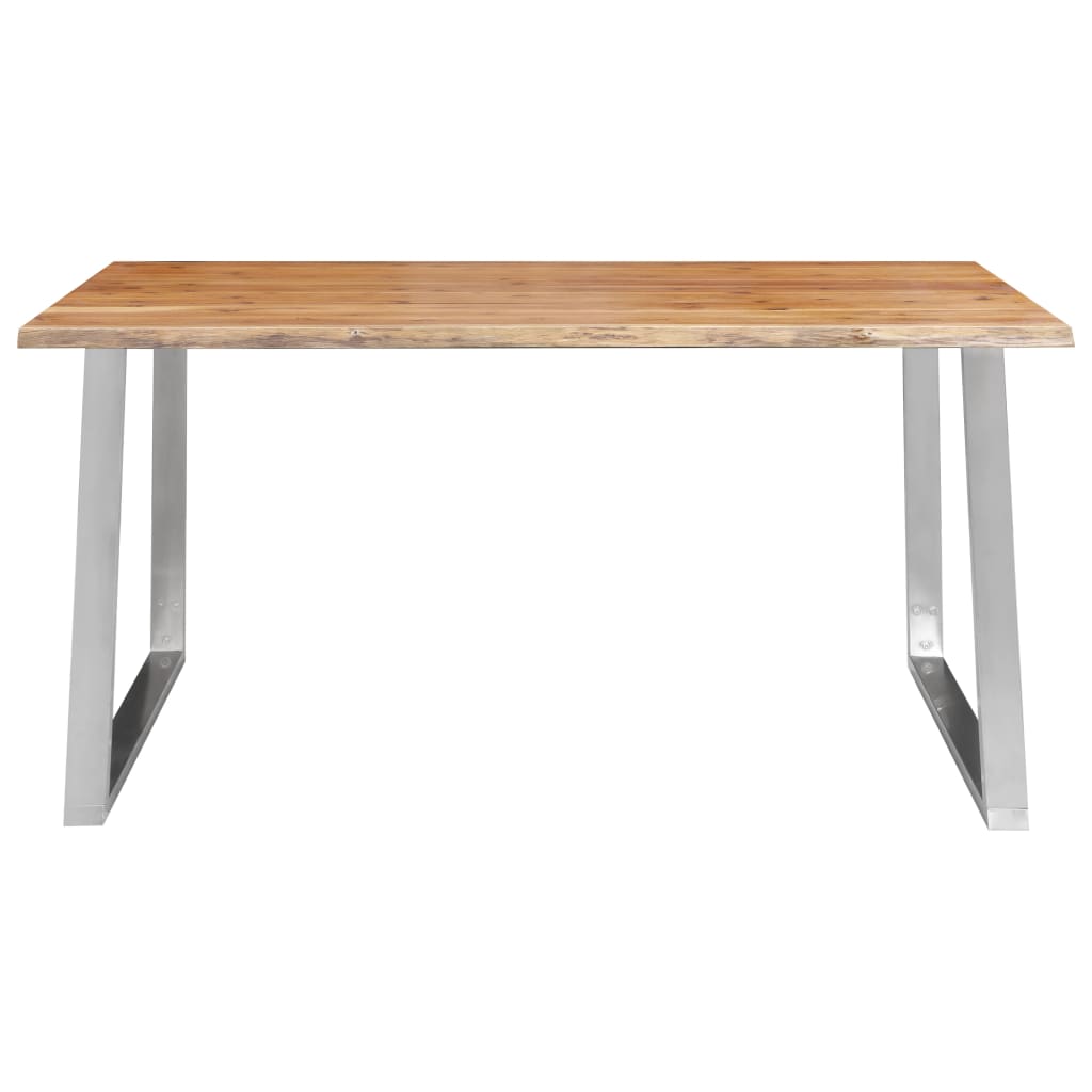 vidaXL Eettafel 160x80x75 cm massief acaciahout en roestvrij staal