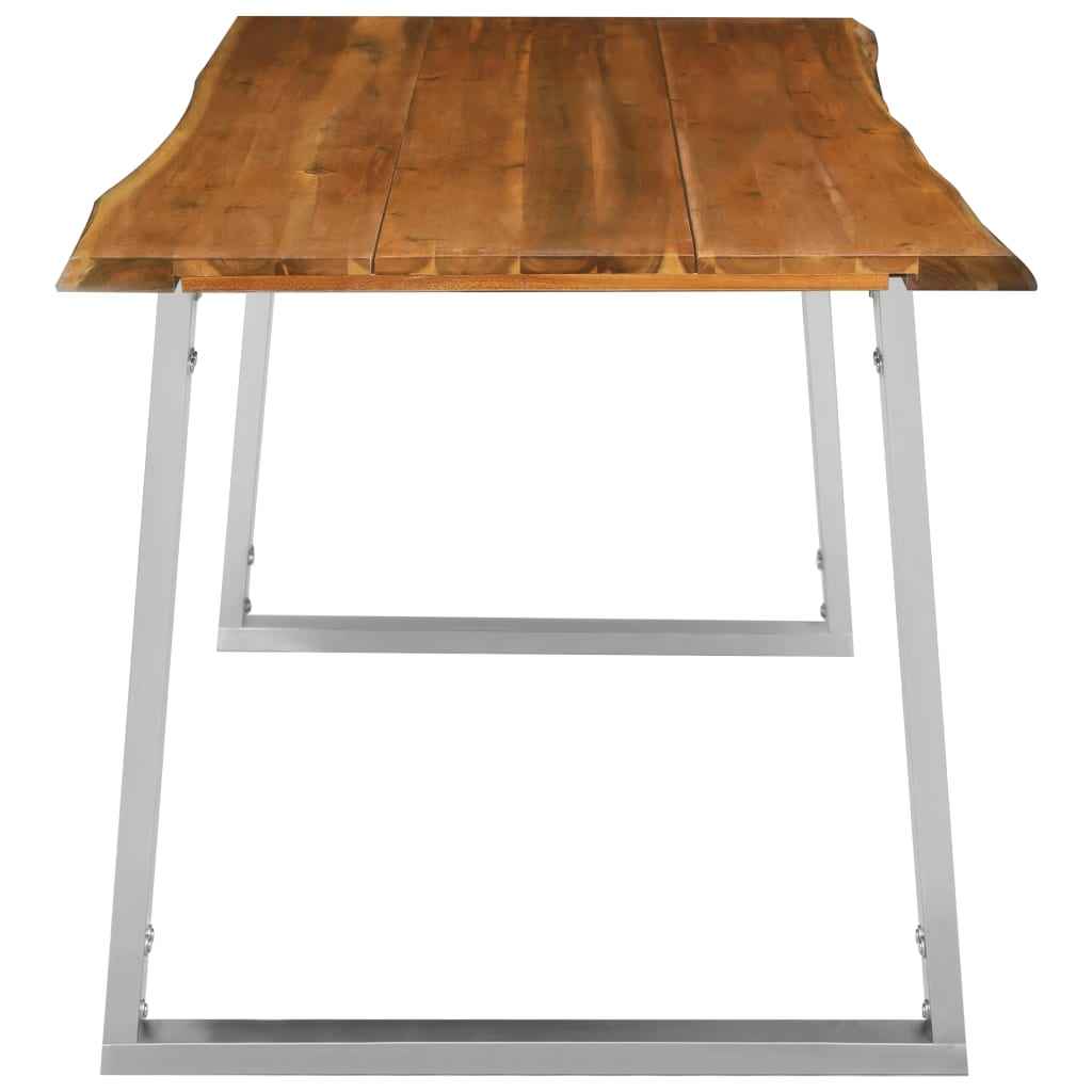 vidaXL Eettafel 160x80x75 cm massief acaciahout en roestvrij staal