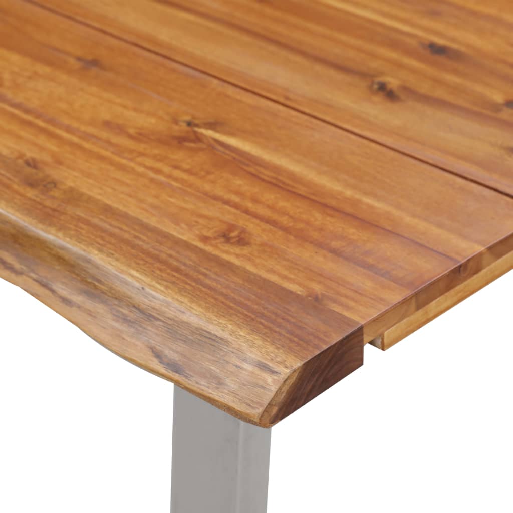 vidaXL Eettafel 160x80x75 cm massief acaciahout en roestvrij staal