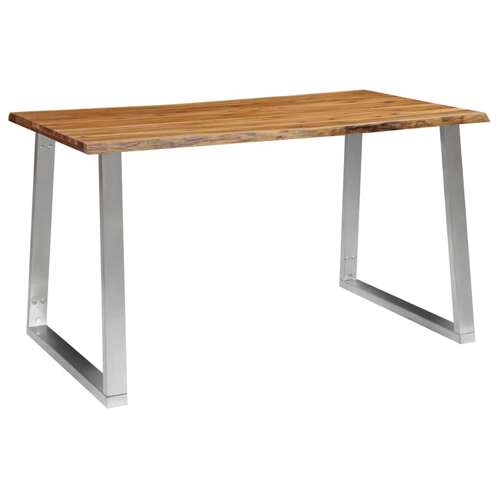 vidaXL Eettafel 160x80x75 cm massief acaciahout en roestvrij staal