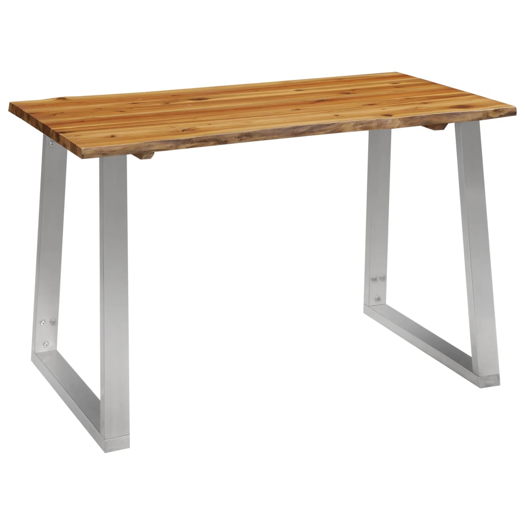 vidaXL Eettafel 160x80x75 cm massief acaciahout en roestvrij staal