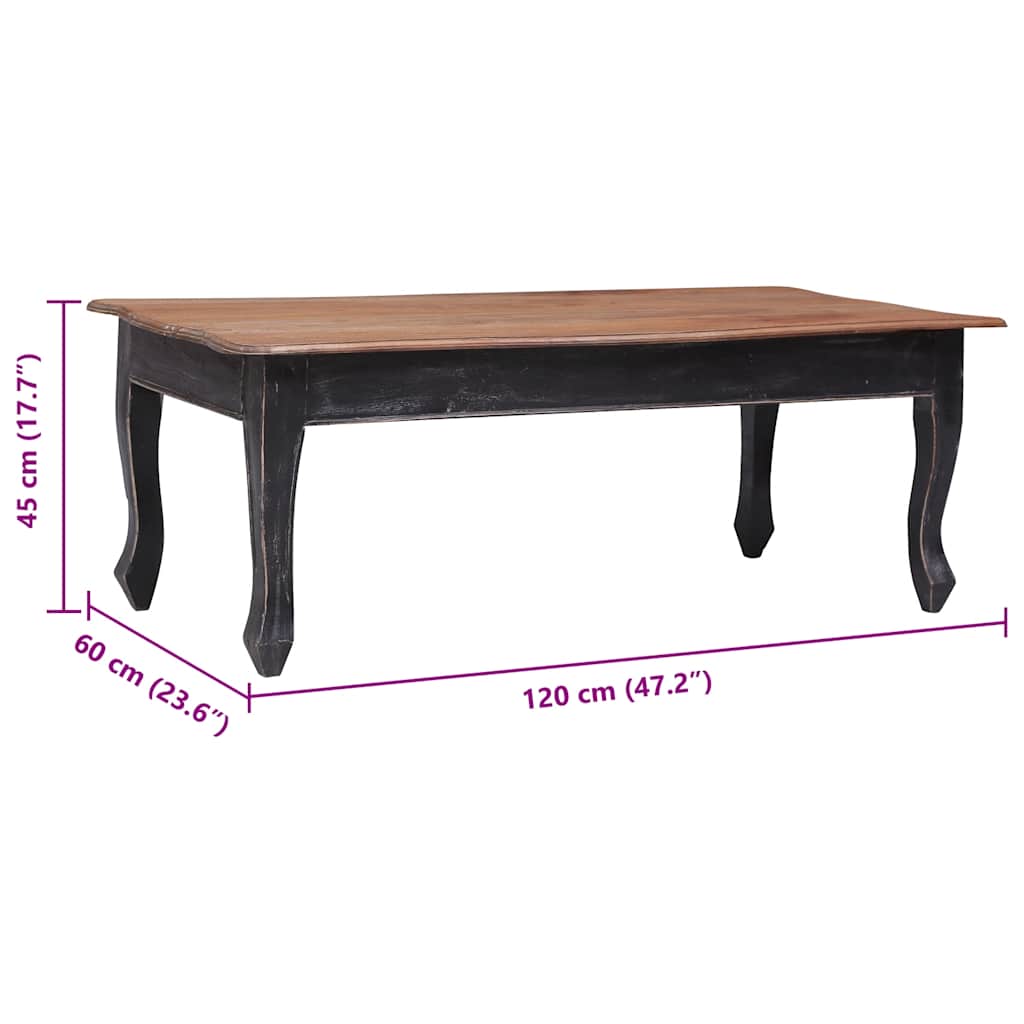 vidaXL Salontafel 120x60x45 cm massief mahoniehout zwart