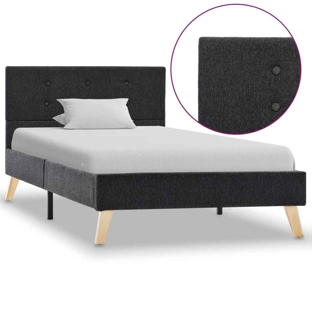 vidaXL Bedframe stof donkergrijs 90x200 cm