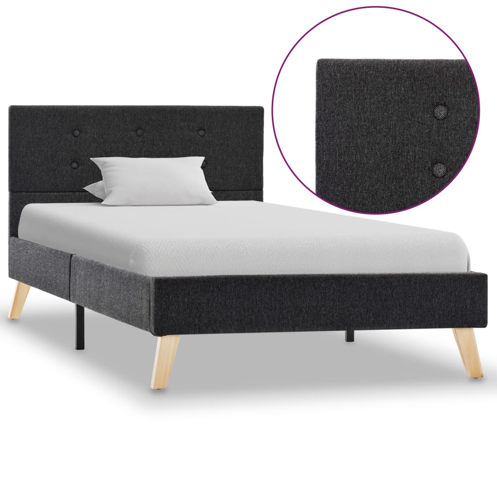 vidaXL Bedframe stof donkergrijs 90x200 cm