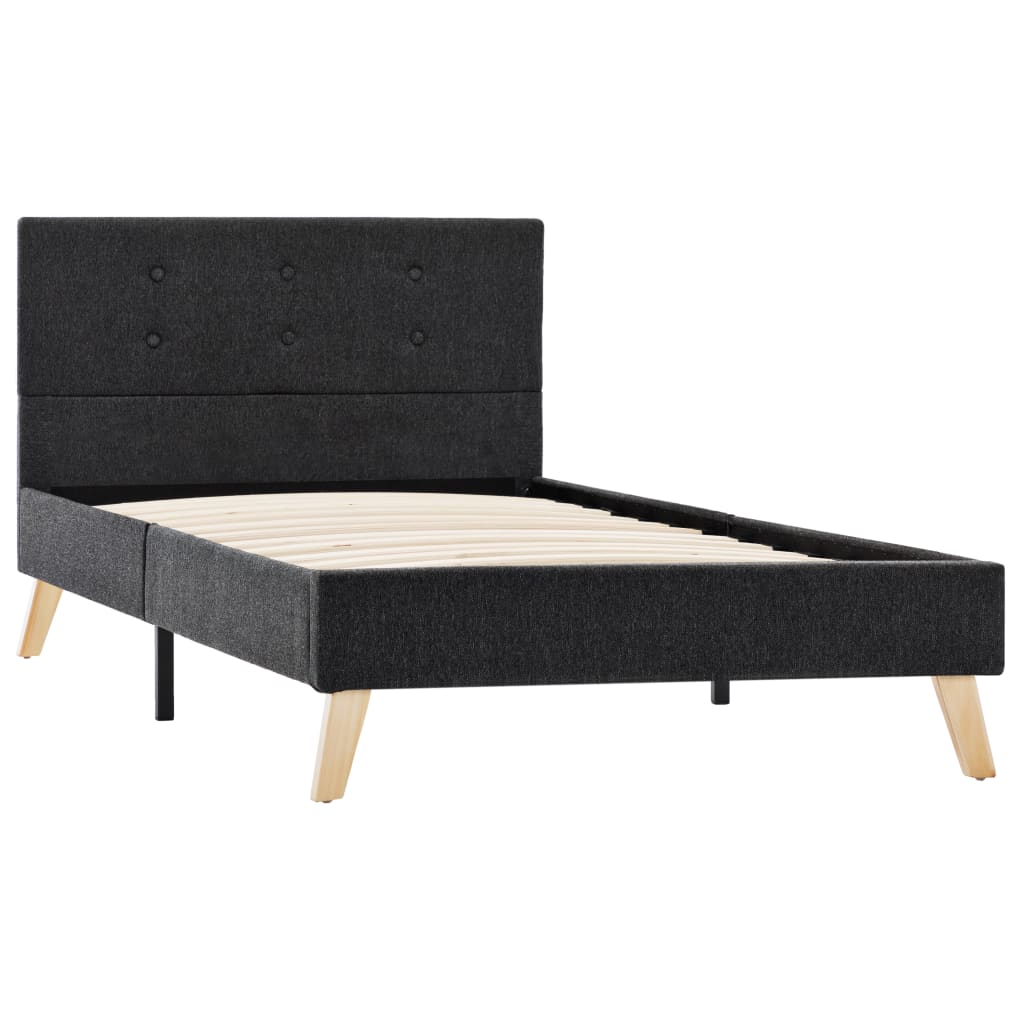 vidaXL Bedframe stof donkergrijs 90x200 cm