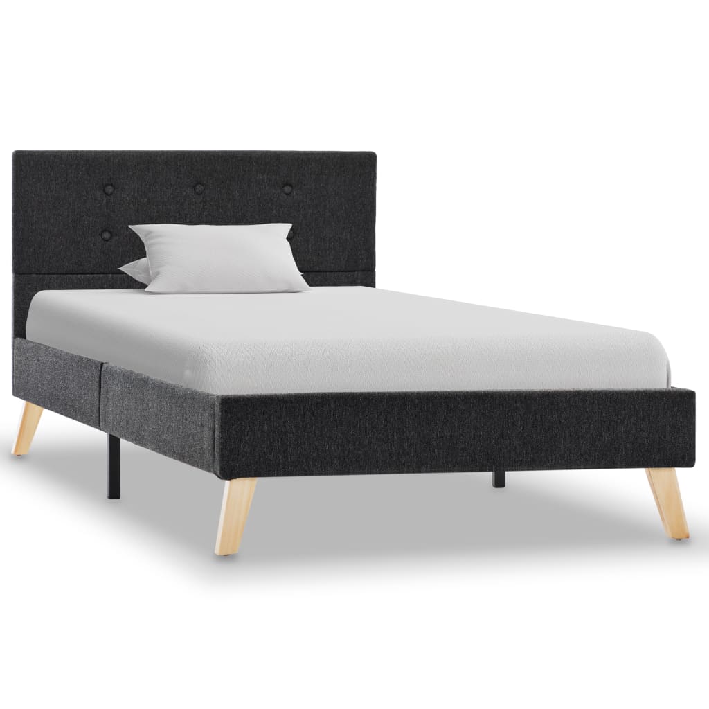 vidaXL Bedframe stof donkergrijs 90x200 cm