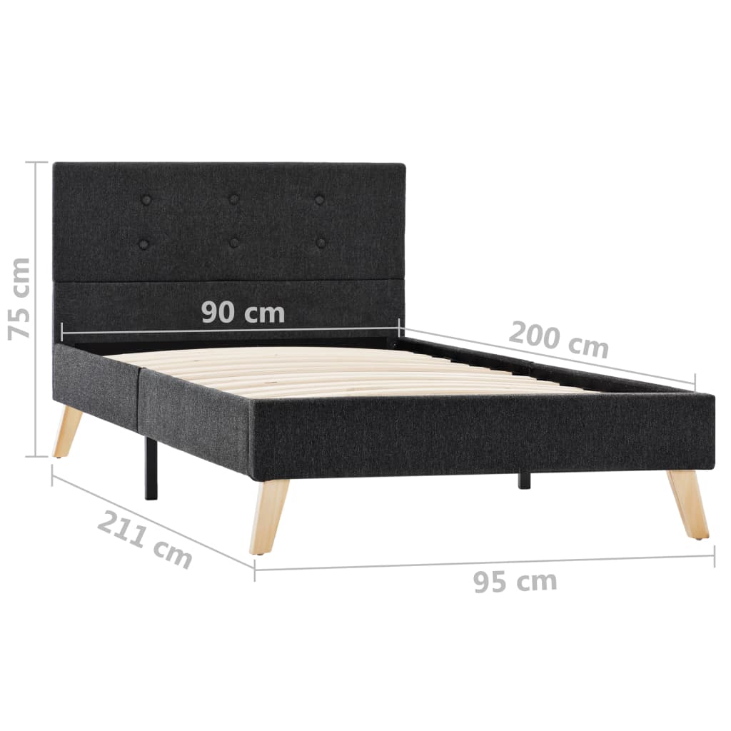 vidaXL Bedframe stof donkergrijs 90x200 cm