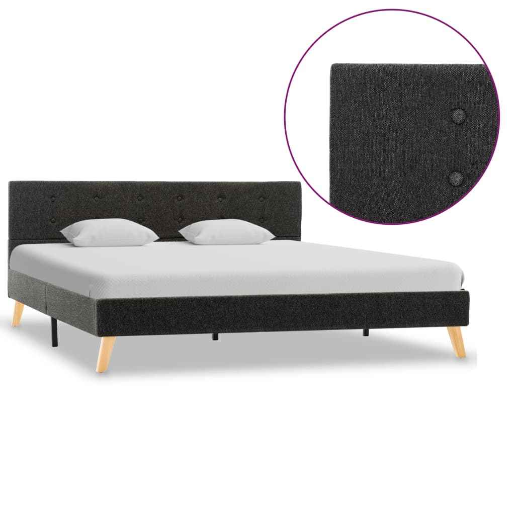 vidaXL Bedframe stof donkergrijs 90x200 cm