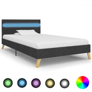 vidaXL Bedframe met LED stof donkergrijs 90x200 cm