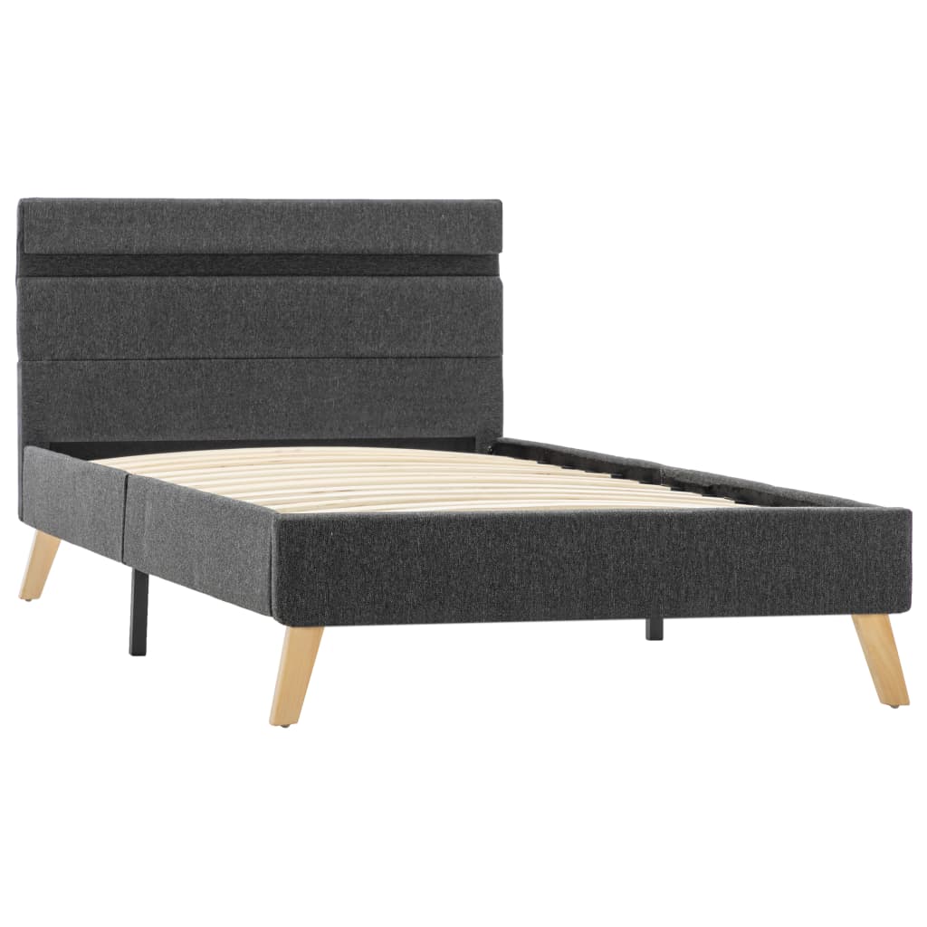 vidaXL Bedframe met LED stof donkergrijs 90x200 cm