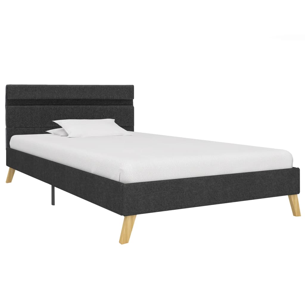 vidaXL Bedframe met LED stof donkergrijs 90x200 cm