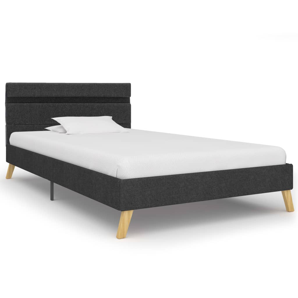 vidaXL Bedframe met LED stof donkergrijs 90x200 cm