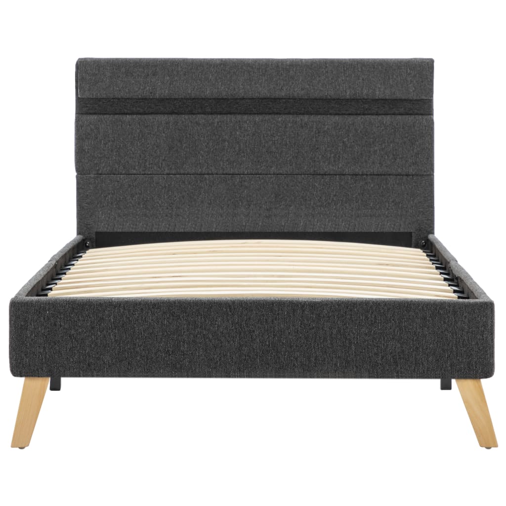 vidaXL Bedframe met LED stof donkergrijs 90x200 cm