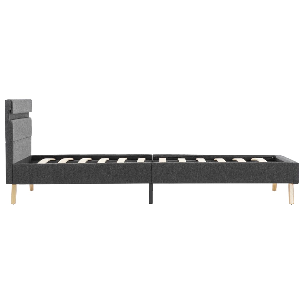 vidaXL Bedframe met LED stof donkergrijs 90x200 cm