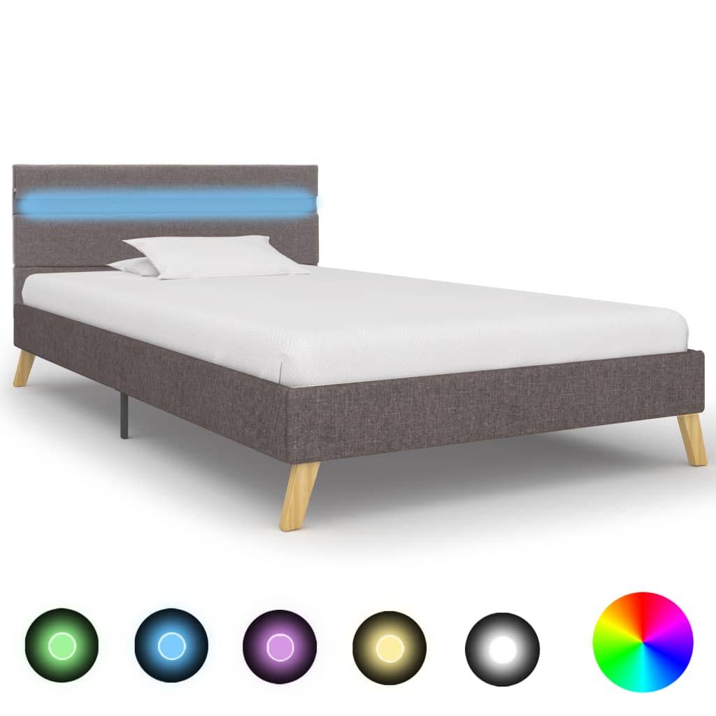 vidaXL Bedframe met LED stof donkergrijs 90x200 cm