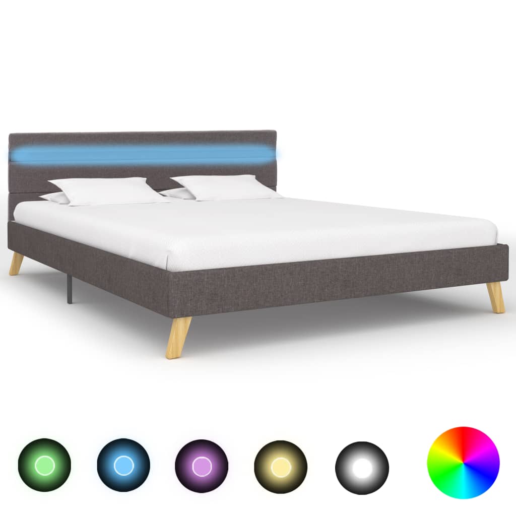 vidaXL Bedframe met LED stof donkergrijs 90x200 cm